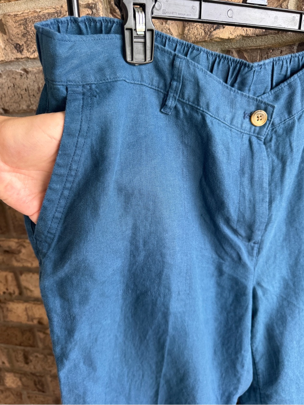J. Jill Love Linen XL Blue 100% Linen Cropped Pants Elastic Waist - Picture 5 of 13